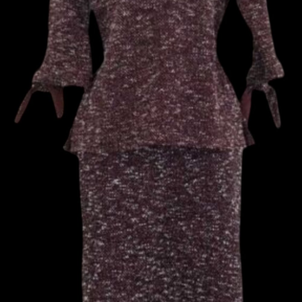 NEW Ann Taylor Stretch Tweed Pencil Skirt & Top 2pc Set ¾ Sleeve Size L